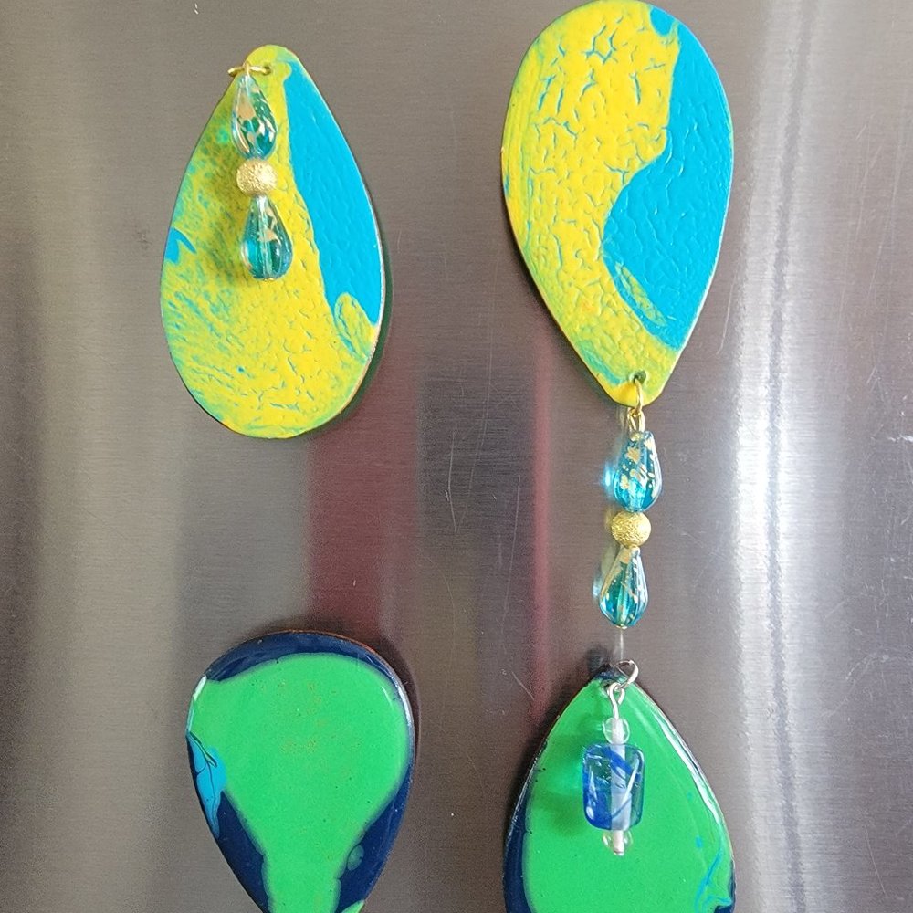 Acrylic Pour Magnets, handmade refrigerator magnets, one-of-a-kind- Fridge Art